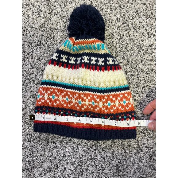 🌟3 for $35🌟 Aerie Fair Isle Women’s Pom Beanie, Navy/Cream Cozy Cabincore - Picture 5 of 5